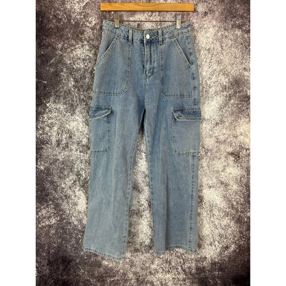 SHEIN Denim - Cargo Jeans Women S Grunge Hip Hop Skate Pocket Baggy Wide Leg Y2K School